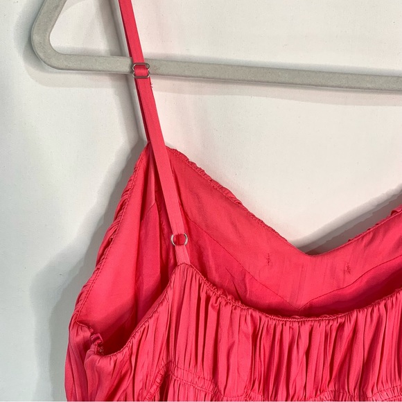 Anthropologie Ruched Tiered Midi Slip Dress Sz 16W Pink Sleeveless Asymmetrical - Picture 11 of 14